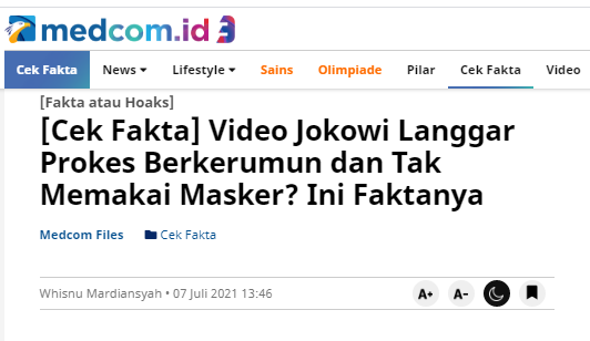 [Cek Fakta] Video Jokowi tak Gunakan Masker di Tengah Kerumunan? Ini Faktanya