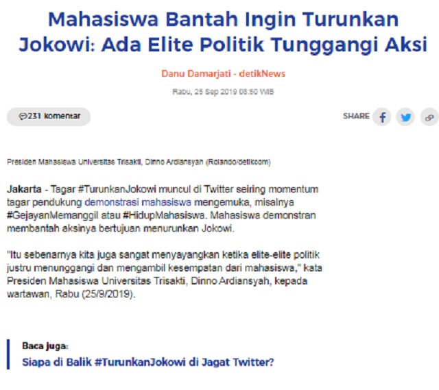 [Cek Fakta] Demo 'Turunkan Jokowi' di Sejumlah Kota tak Diliput Banyak Media? Ini Faktanya