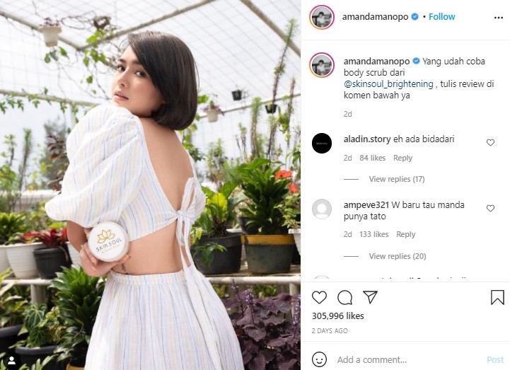 Ketahuan Ada Tato di Perut, Ini Deretan Tato di Tubuh Amanda Manopo