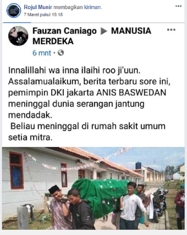 Cek Fakta Anies Baswedan Meninggal Dunia Karena Serangan Jantung