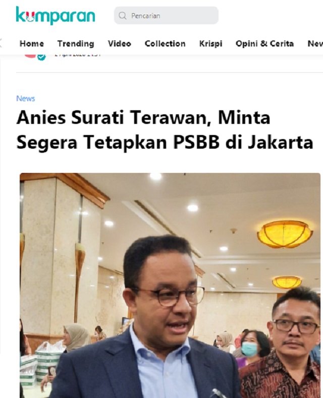 [Cek Fakta] Gubernur Anies Terpapar Virus Korona? Ini Faktanya