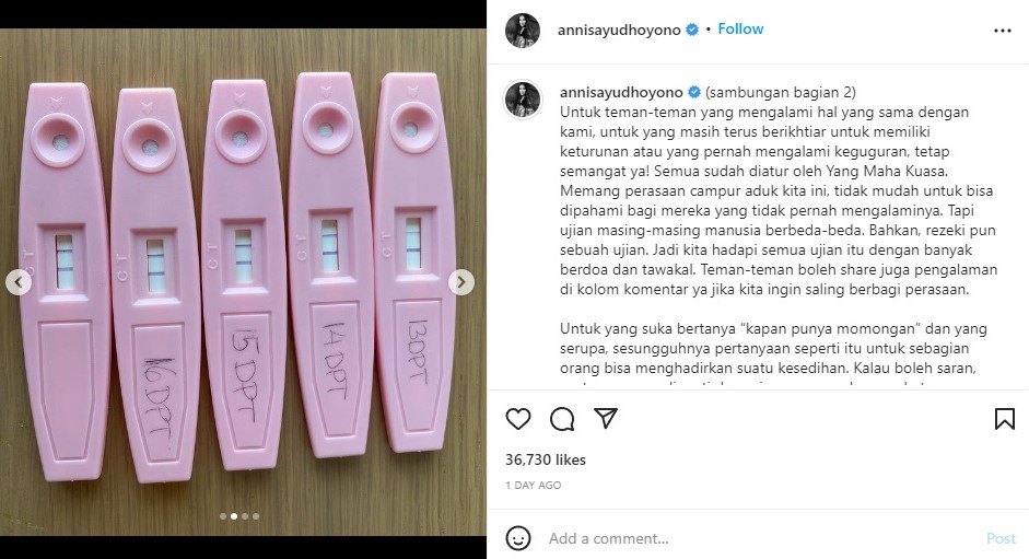 Keguguran, Annisa Pohan: Ujian Masing-masing Manusia Berbeda