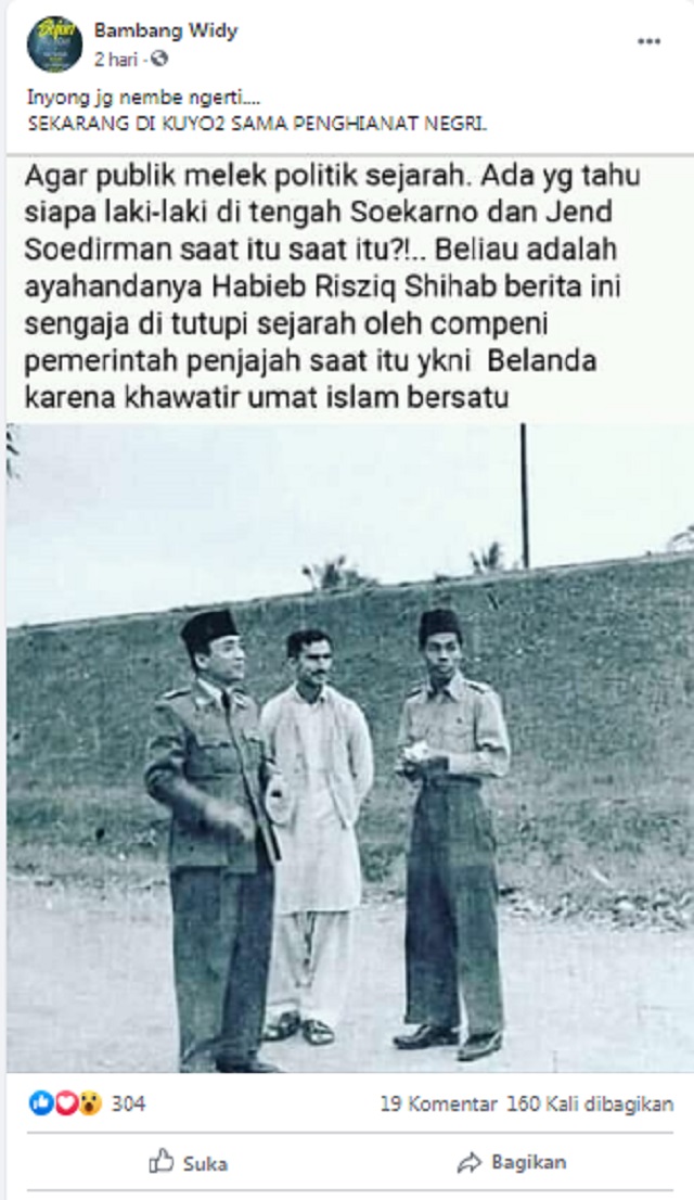[Cek Fakta] Foto Ayah Habib Rizieq Bersama Soekarno yang Sengaja Ditutupi Sejarah? Ini Faktanya