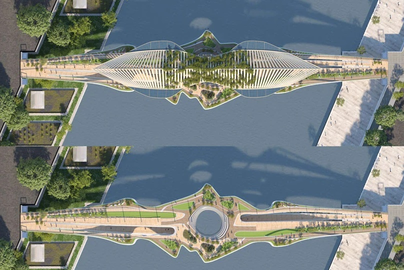 Babylon Bridge, Jembatan Gantung dengan Air Mancur