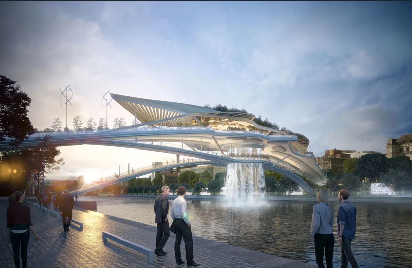 Babylon Bridge, Jembatan Gantung dengan Air Mancur