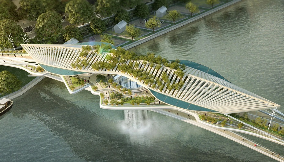 Babylon Bridge, Jembatan Gantung dengan Air Mancur