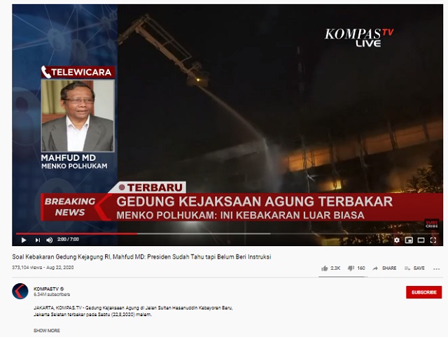 [Cek Fakta] Foto Penampakan Sosok Berbaju Putih di Gedung Kejaksaan Agung yang Terbakar? Ini Faktanya