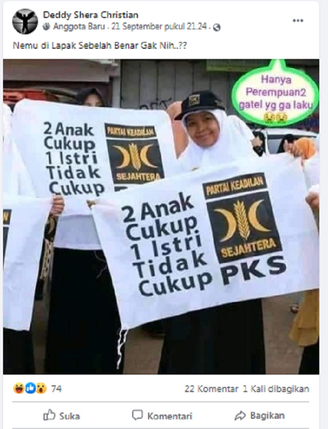[Cek Fakta] Perempuan PKS Kampanyekan 1 Istri Tidak Cukup? Ini Faktanya