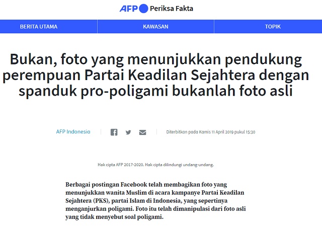 [Cek Fakta] Perempuan PKS Kampanyekan 1 Istri Tidak Cukup? Ini Faktanya