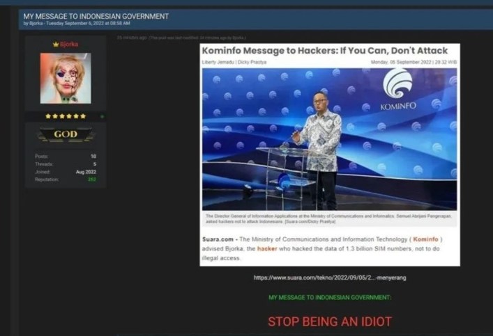 Balas Pedas Pesan Kominfo, <i>Hacker</i> Bjorka Jadi <i>Trending Topic</i>