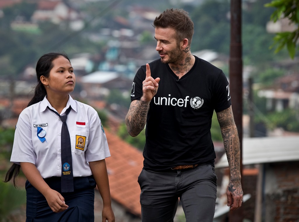 Kunjungi Semarang, David Beckham Hibur Siswi Korban <i>Bullying</i>