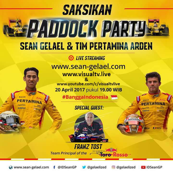 Saksikan Paddock Party with Sean Gelael dan Tim Pertamina Arden via Live Streaming