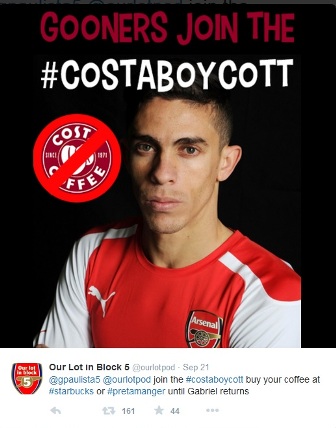 Benci dengan Costa, Fan Arsenal Boikot Kedai Kopi di London