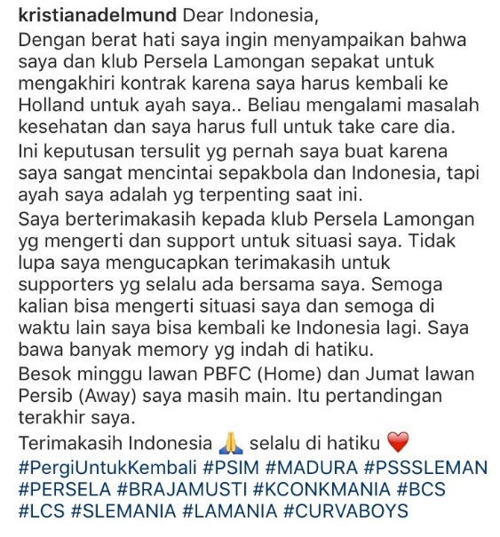 Rawat Ayah, Bek Asing Persela Resmi Mengundurkan Diri