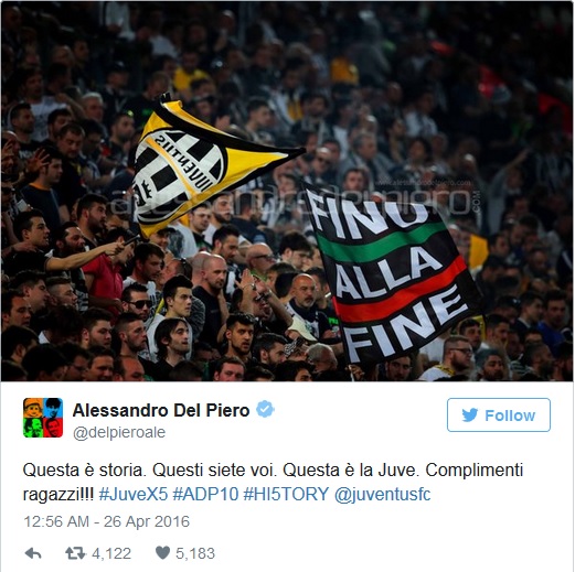 Juventus Scudetto, Ucapan Selamat dari Eks Pemain Mengalir