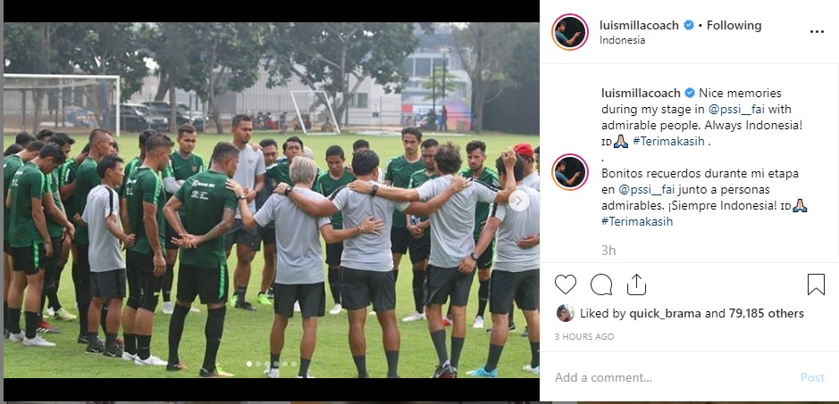 Luis Milla Kenang Momen Bersama Timnas Indonesia