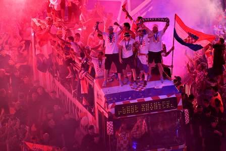 Timnas Kroasia Disambut bak Juara Dunia
