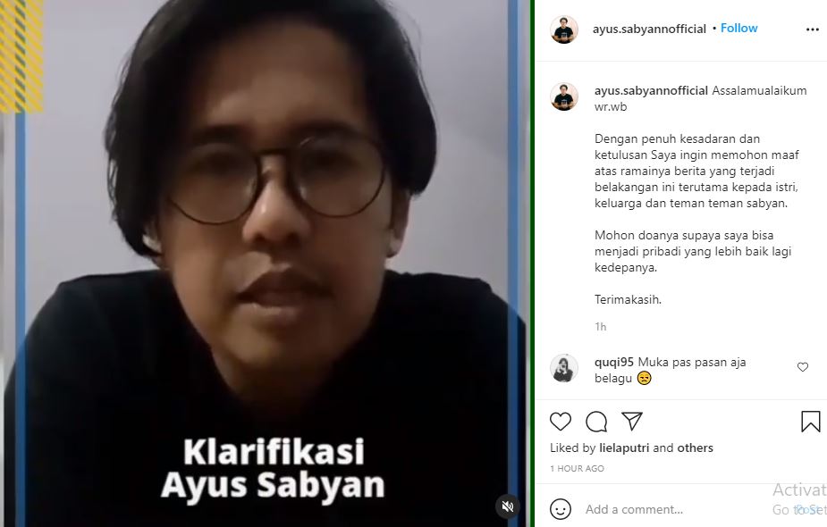 Ayus Sabyan Angkat Bicara Soal Perselingkuhannya dengan Nissa: Saya Khilaf