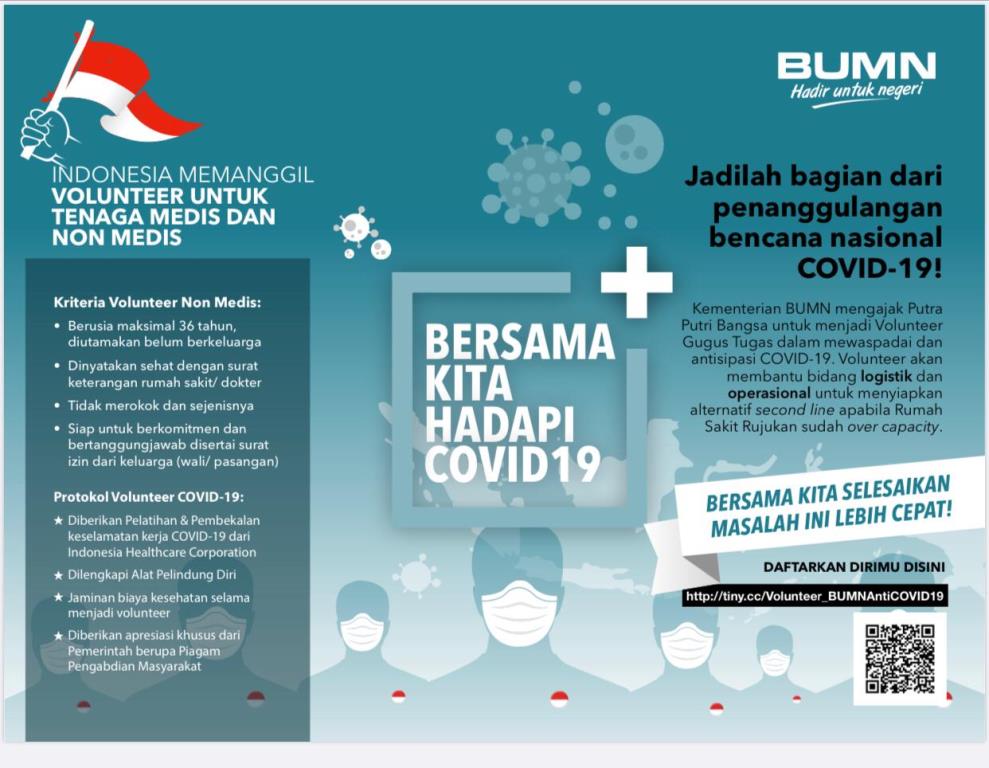 Bantu Tangani Covid-19, Indonesia Butuh Volunteer Tenaga Medis dan Non Medis