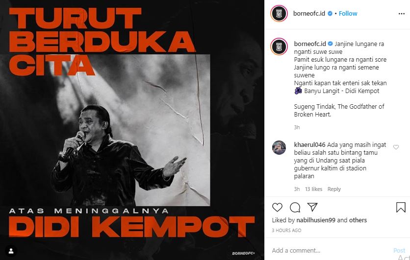 Sepak Bola Indonesia Berduka Atas Wafatnya Didi Kempot