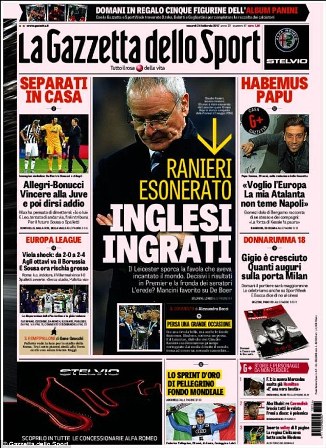 Media-media Italia <i>Ngamuk</i> Leicester Pecat Ranieri