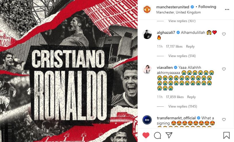 Ronaldo Kembali ke MU, Via Vallen: Ya Allah Akhirnya