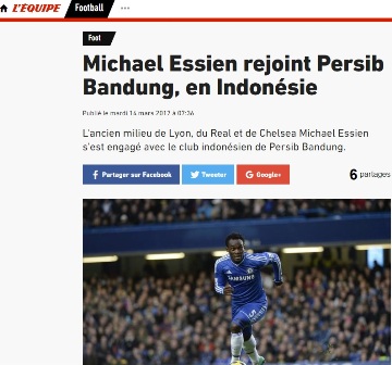 Media Massa Luar Negeri Ikut Sorot Transfer Essien ke Persib