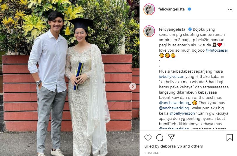 Momen Bahagia Felicya Angelista Ditemani Sang Suami Saat Wisuda