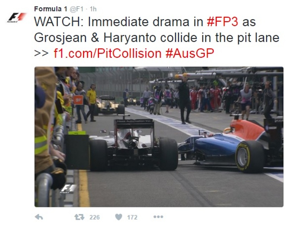 Tabrakan dengan Grosjean Mengawali Latihan Bebas Ketiga Rio Haryanto