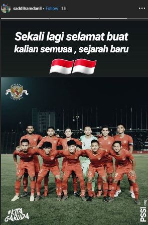 Ucapan Selamat Saddil untuk Timnas Indonesia U-22