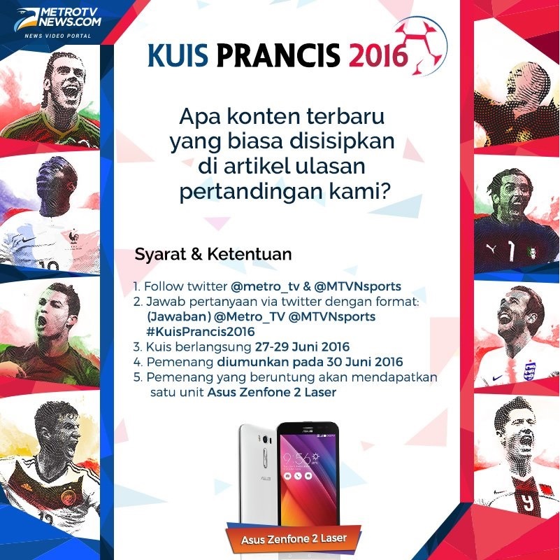 Bola Metrotvnews.com Bagi-bagi 8 <i>Hape</i> Asus Selama Euro 2016