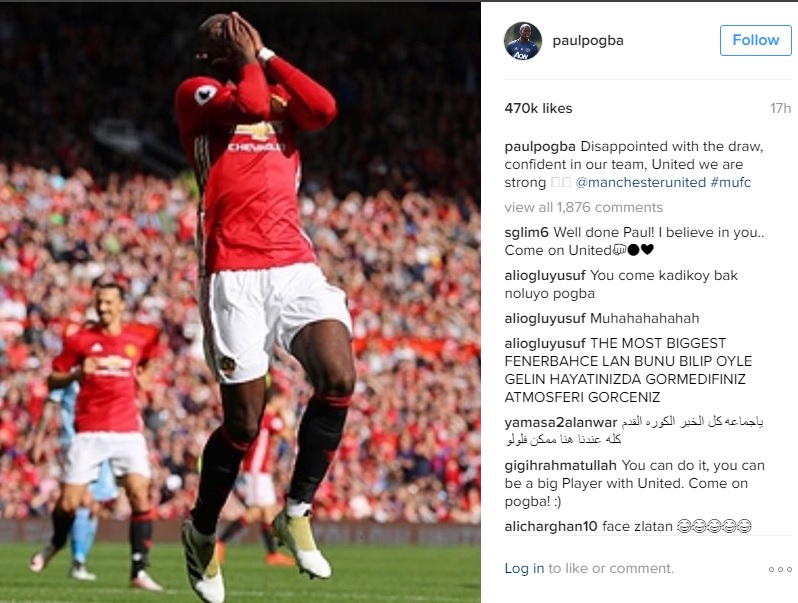 Menelan Hasil Imbang, Pogba Minta Maaf via Instagram