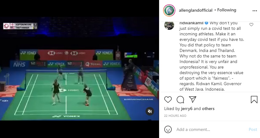 Ridwal Kamil Ikutan Protes, Serang Instagram All England