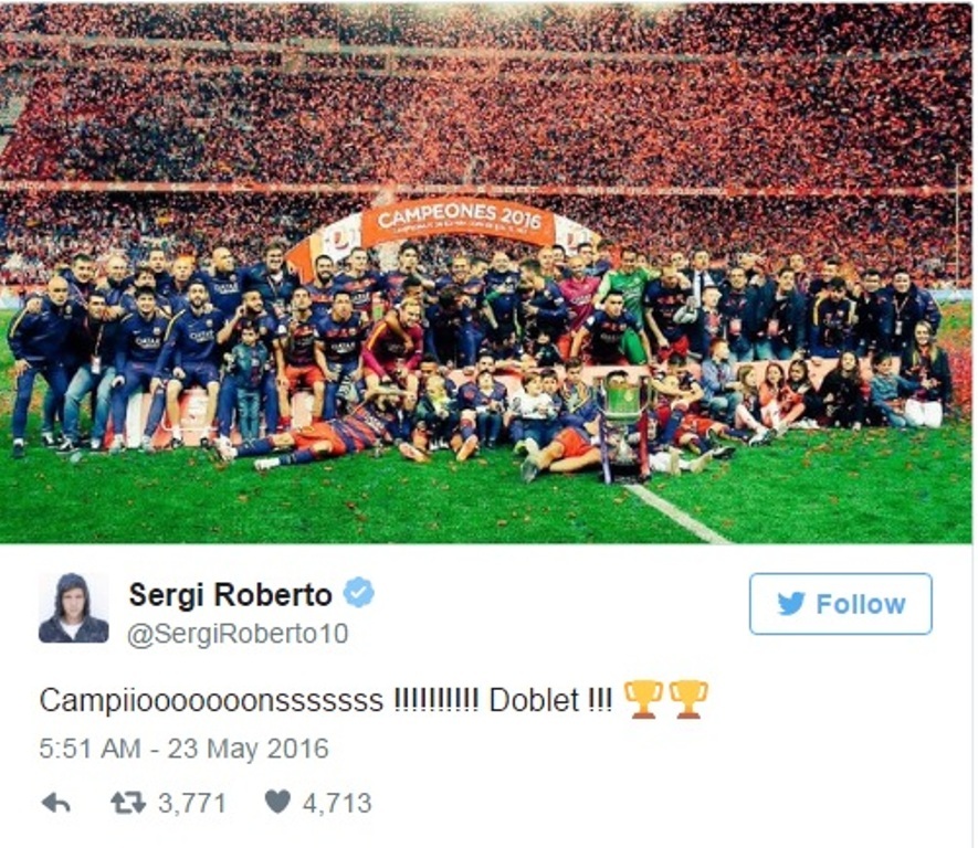 Juara Copa del Rey, Barcelona Membagikan Suka Cita di Media Sosial