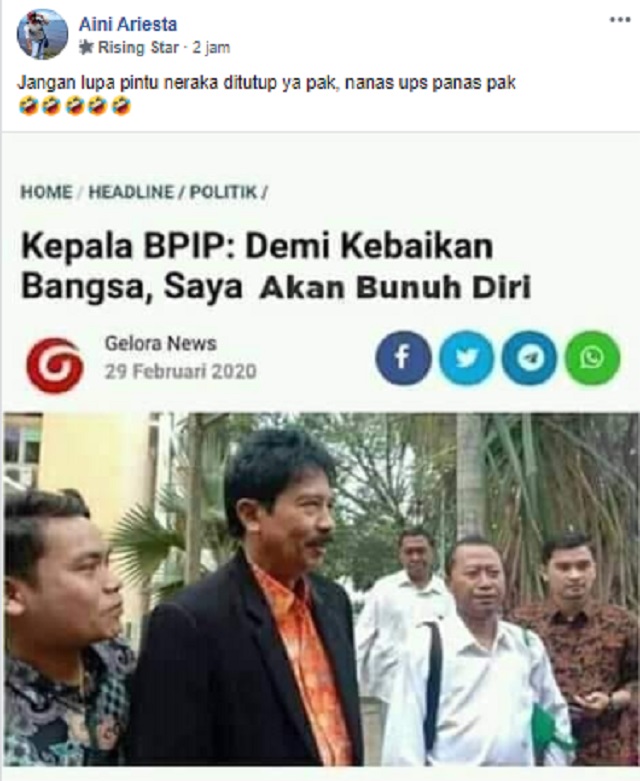 Kepala Bpip Akan Bunuh Diri Demi Kebaikan Bangsa Ini Faktanya Medcom Id