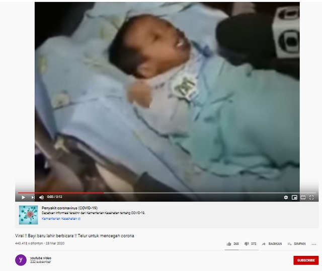 [Cek Fakta] Video Bayi Bicara Telur Rebus Tengah Malam Dapat Mencegah Korona? Ini Faktanya