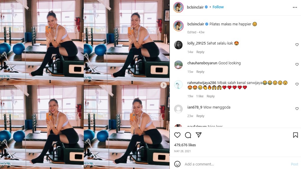 Bunga Citra Lestari rutin pilates. Instagram @bclsinclair