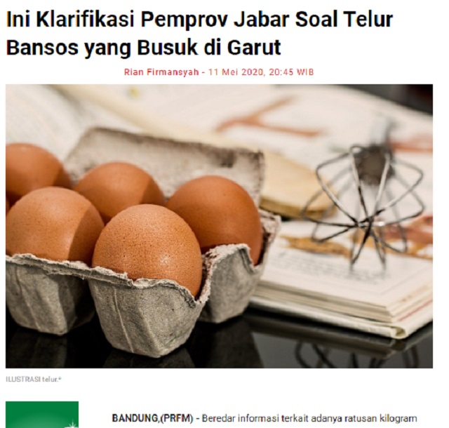 [Cek Fakta] Tak Dibagi-bagikan, 4 Ton Telur Bansos Pemprov Jabar Membusuk? Ini Faktanya