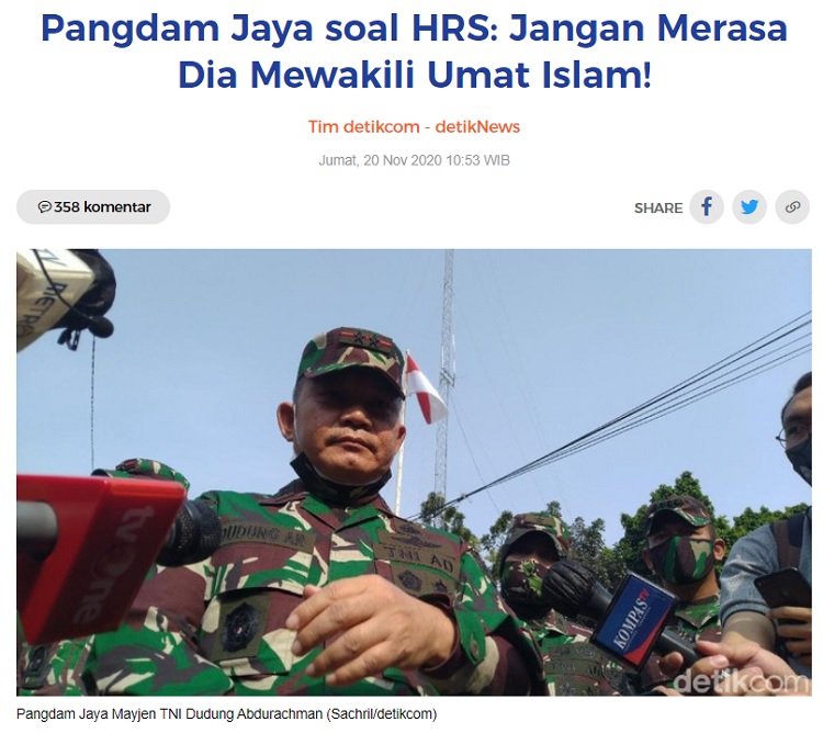 [Cek fakta] Pangdam Jaya Mengaku Diperintah Jokowi untuk Menyerang Ulama? Ini Faktanya