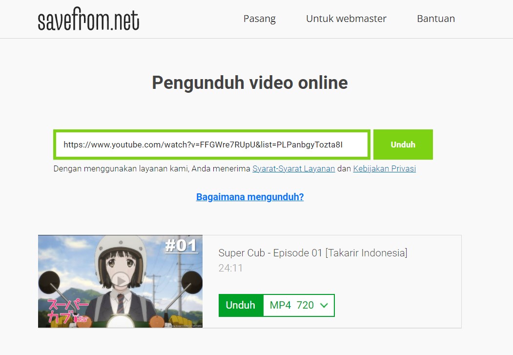 klik unduh video