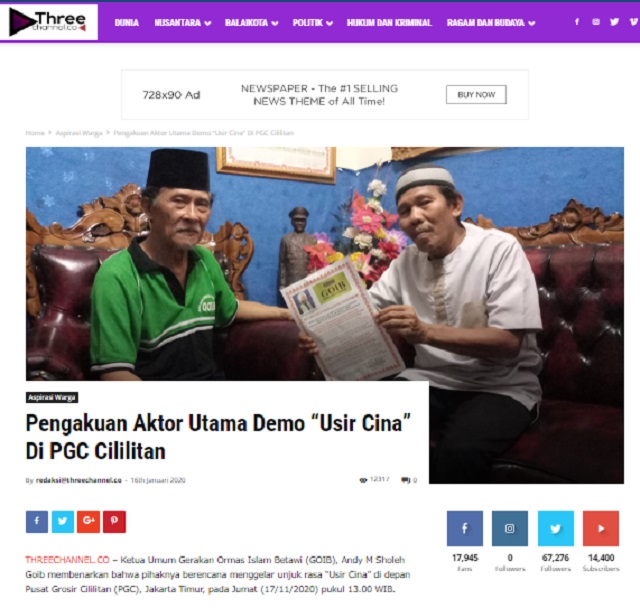[Cek Fakta] Spanduk Rasis Usir Tiongkok di Cililitan