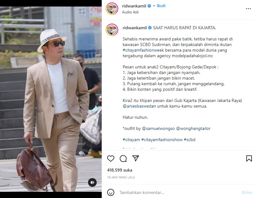 Ridwan Kamil Ikutan Citayam <i>Fashion Week</i> bareng <i>Driver</i> Ojol: Kita Model Dunia
