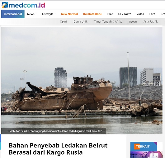 [Cek Fakta] Ledakan di Beirut Akibat Serangan Bom Israel? Ini Faktanya