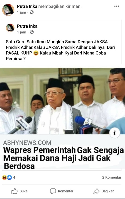 [Cek Fakta] Wapres Sebut Pemerintah Tidak Sengaja Pakai Dana Haji Jadi Tidak Berdosa? Ini Faktanya