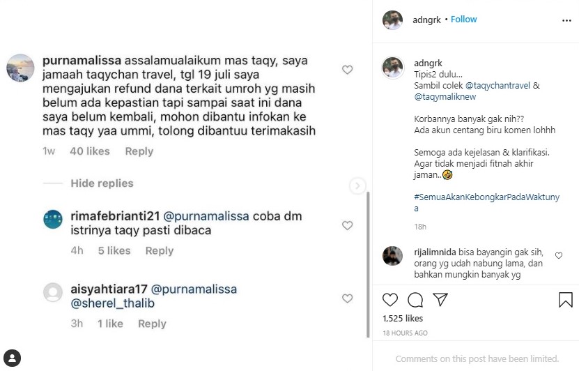 Dapat Laporan dari Netizen, Adam Deni Akan Bongkar Penggelapan Dana Umrah Milik Bisnis Travel Taqy Malik