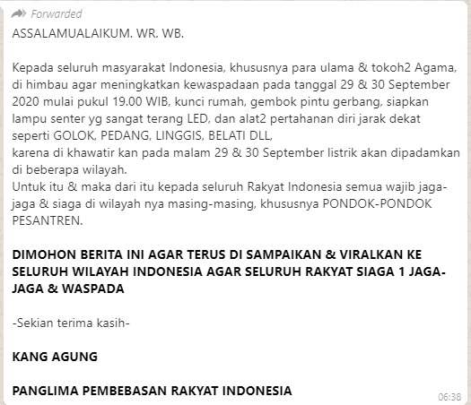 Cek Fakta Pemadaman Listrik Malam Hari Siaga 1 Jelang 30 September Ini F
