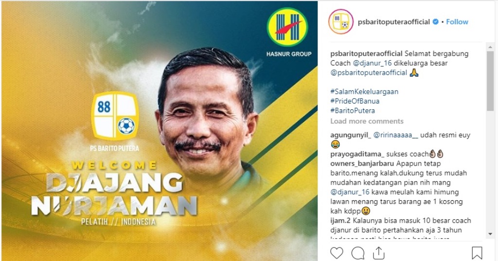 Djanur jadi Pelatih Barito Putera hingga Akhir Musim