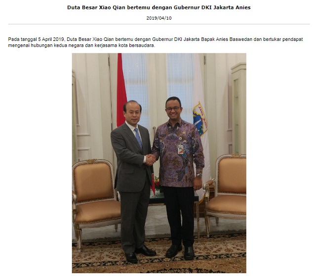 [Cek Fakta] Penampakan Anies Minta Sumbangan ke Dubes Tiongkok saat APBD DKI Sekarat? Ini Faktanya