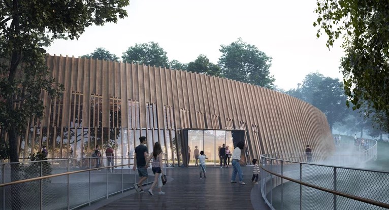 Rumah Panda Berbentuk Stadion di Tiongkok