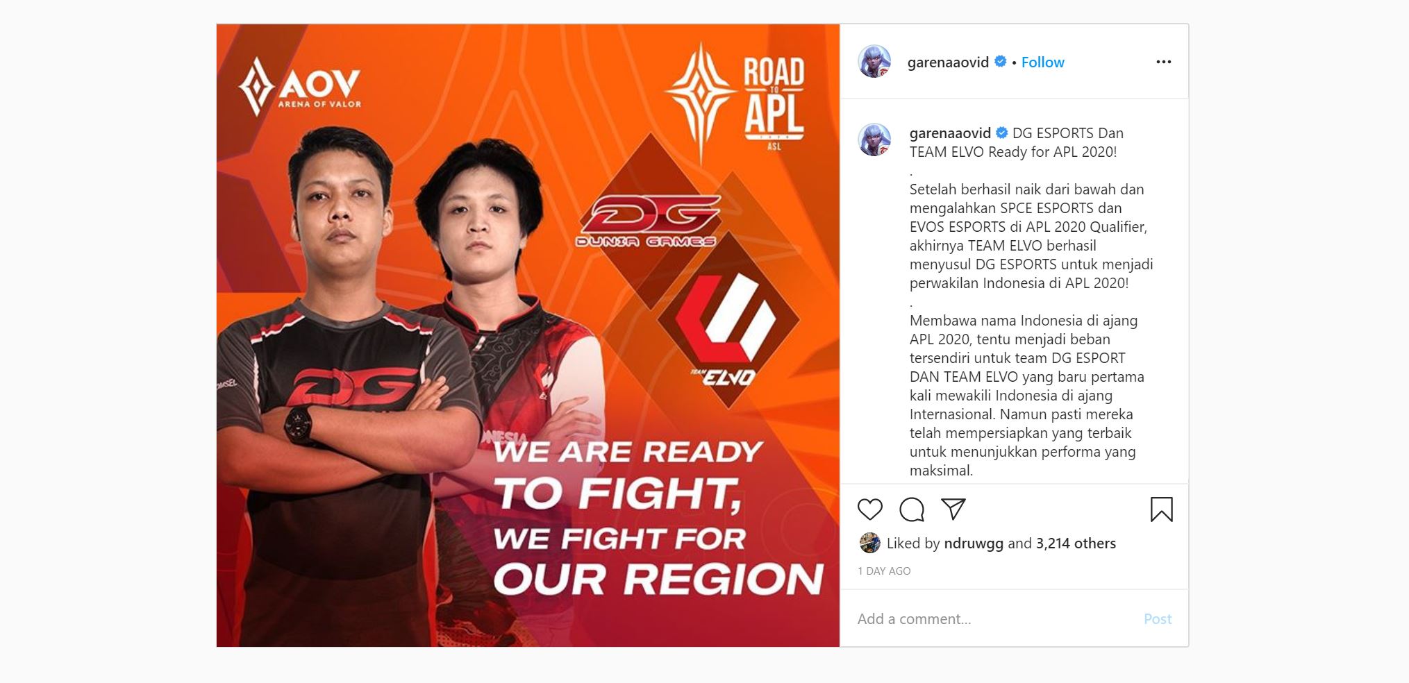 Team Elvo Bawa Indonesia ke AoV Premier League 2020